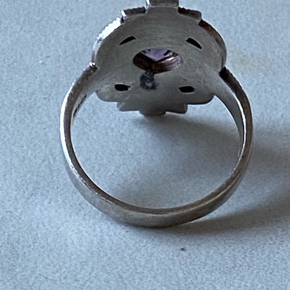 Vintage 925TR Mexico sterling silver amethyst marcasite ring - Picture 10 of 13